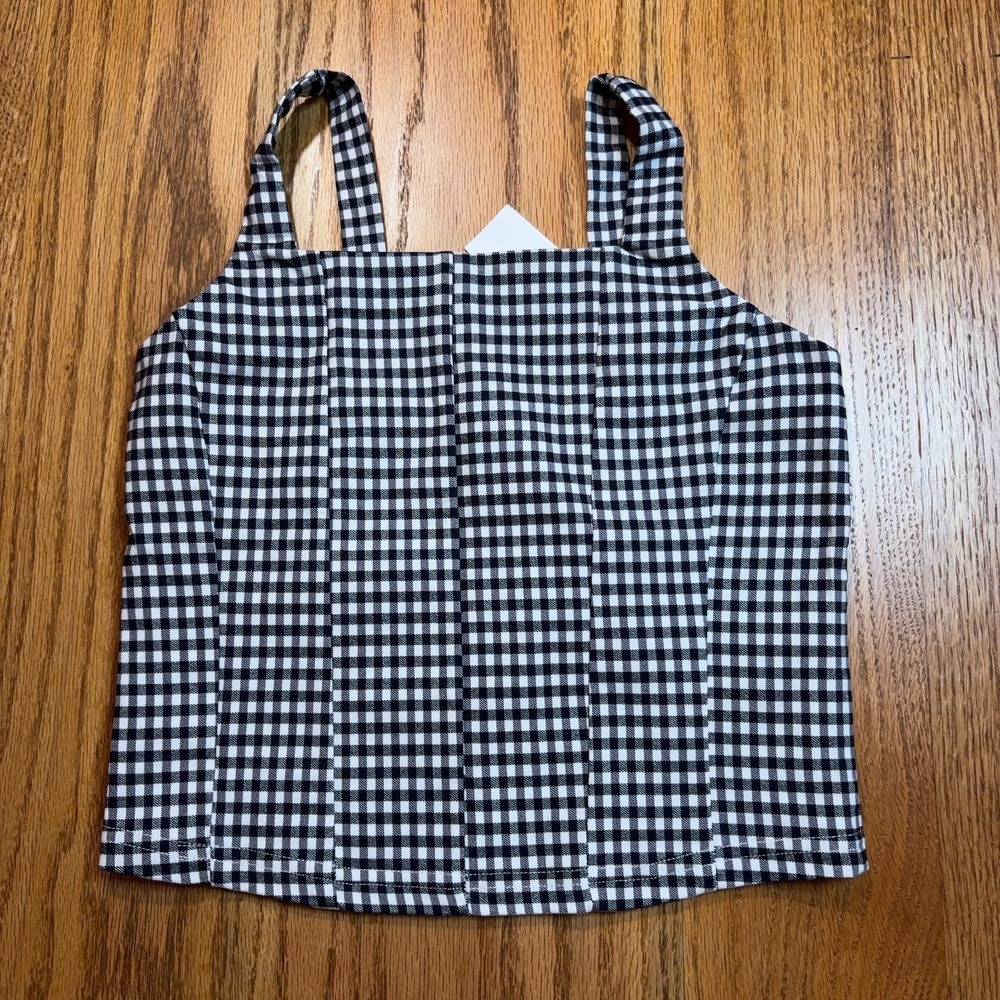 NWT Full Tilt Gingham Cropped Tank Womens Large Tillysโ Stretch Navy